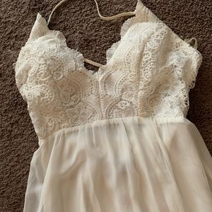 Beautiful white lace open back dress